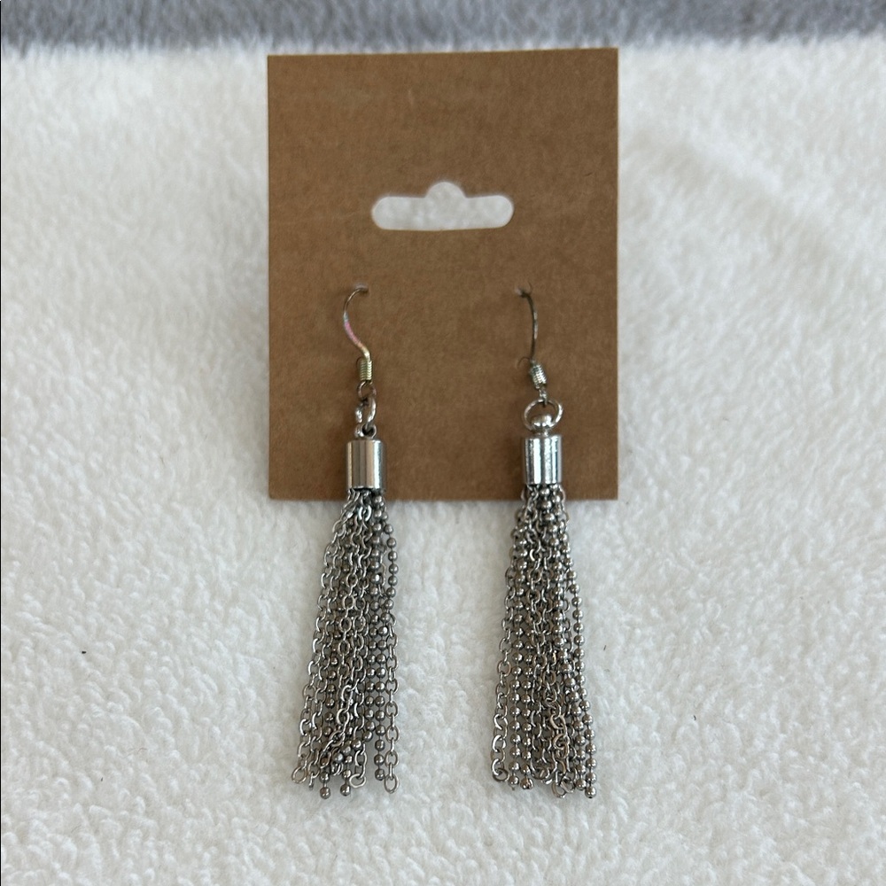 Elegant Silver Tassel Earrings
